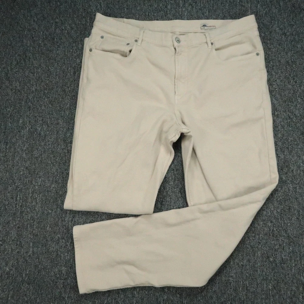 Faherty Pants Mens 38x32 Stone Tan Stretch Terry 5 Pocket Straight